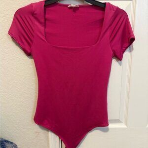 Elegant Pink Square Neck Bodysuit